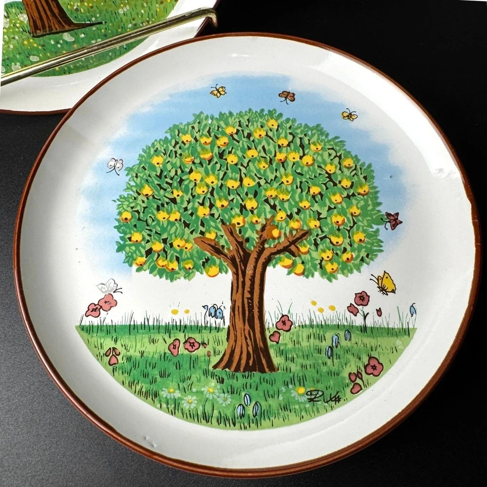 Vintage Oakstone Seneca 1983 Tree Seasons Art Decorative Plates Set 2 Signed